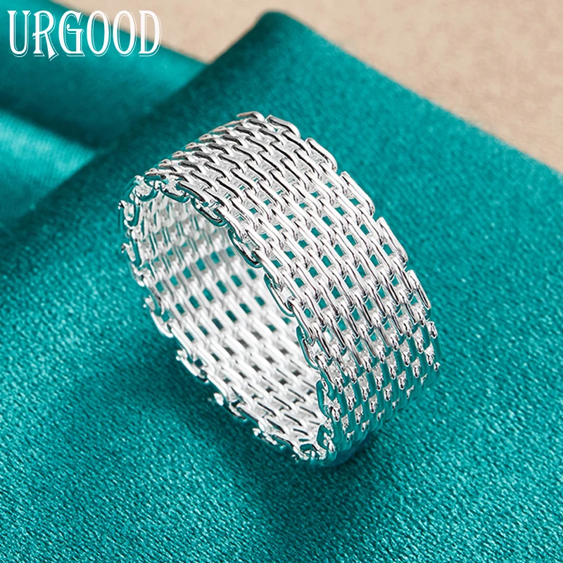 

925 Sterling Silver Interwoven Mesh Ring For Women Man Party Engagement Wedding Romantic Fashion Jewelry Gift