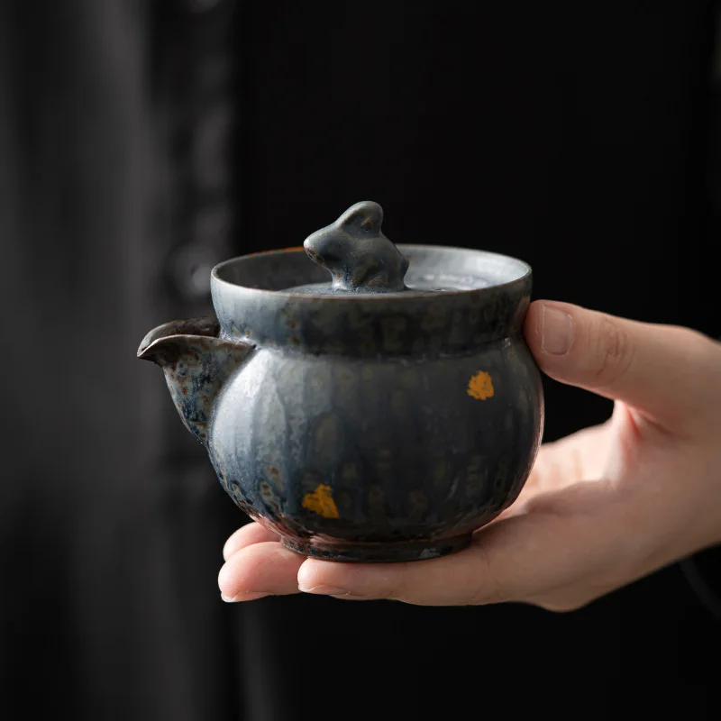 

Empty Zhai Old Rock Clay Retro Rich Rabbit Pot Household Teapot Bronze Glaze Single Kung Fu Tea Maker Tea Kettle Tea Infuser