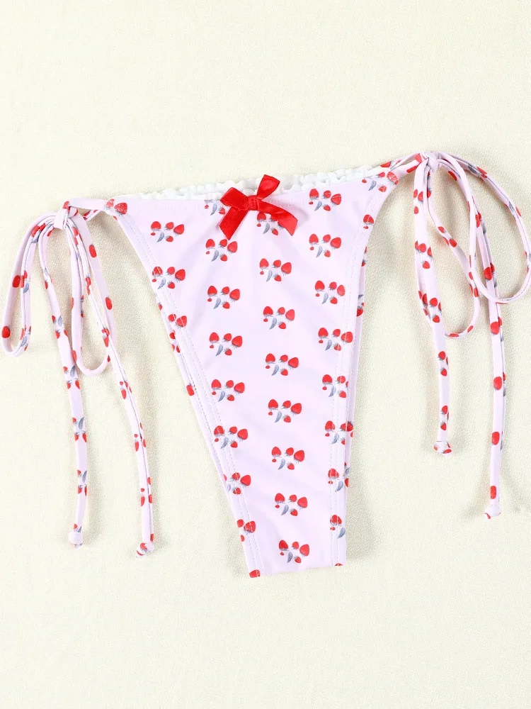 Купальник-бикини женский с принтом пикантный треугольный купальник бантом микро