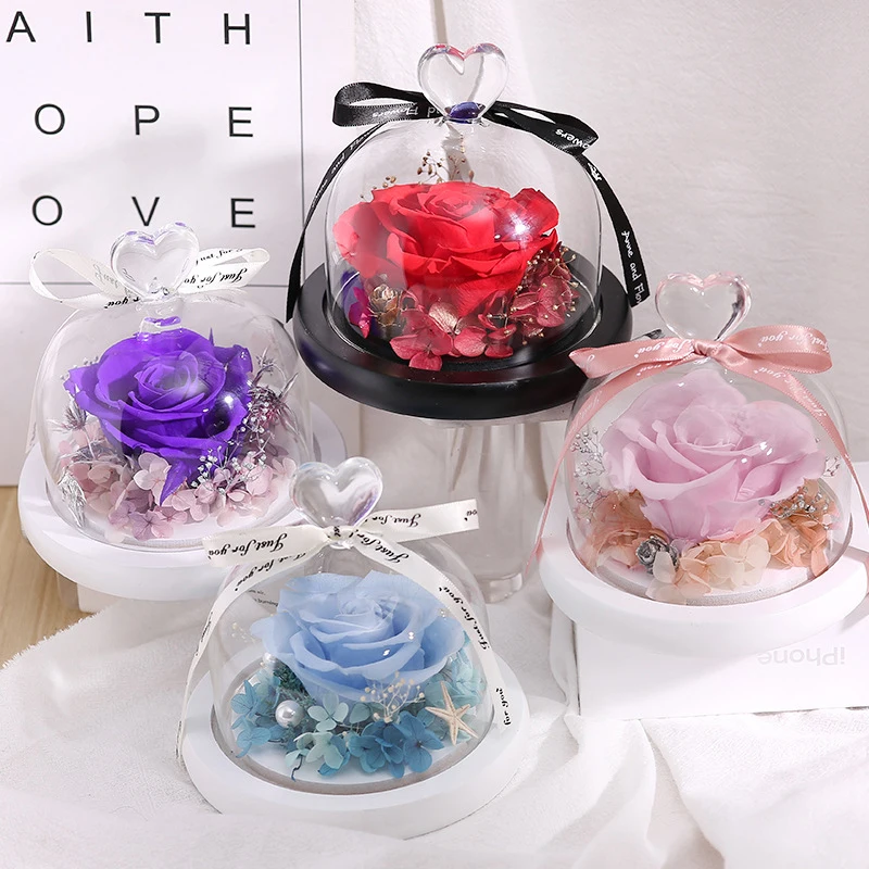 

Valentine's Day for Gift Eternal Rose LED Light In Glass Cover Mothers Day Wedding Favors for Guests Groomsmen Bridesmaid Gifts