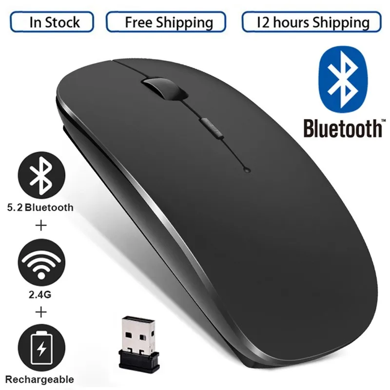 2023 New Rechargeable Wireless Mouse Bluetooth Mouse Computer Ergonomic Mini Usb Mause 2.4Ghz Silent Optical Mice For Laptop Pc