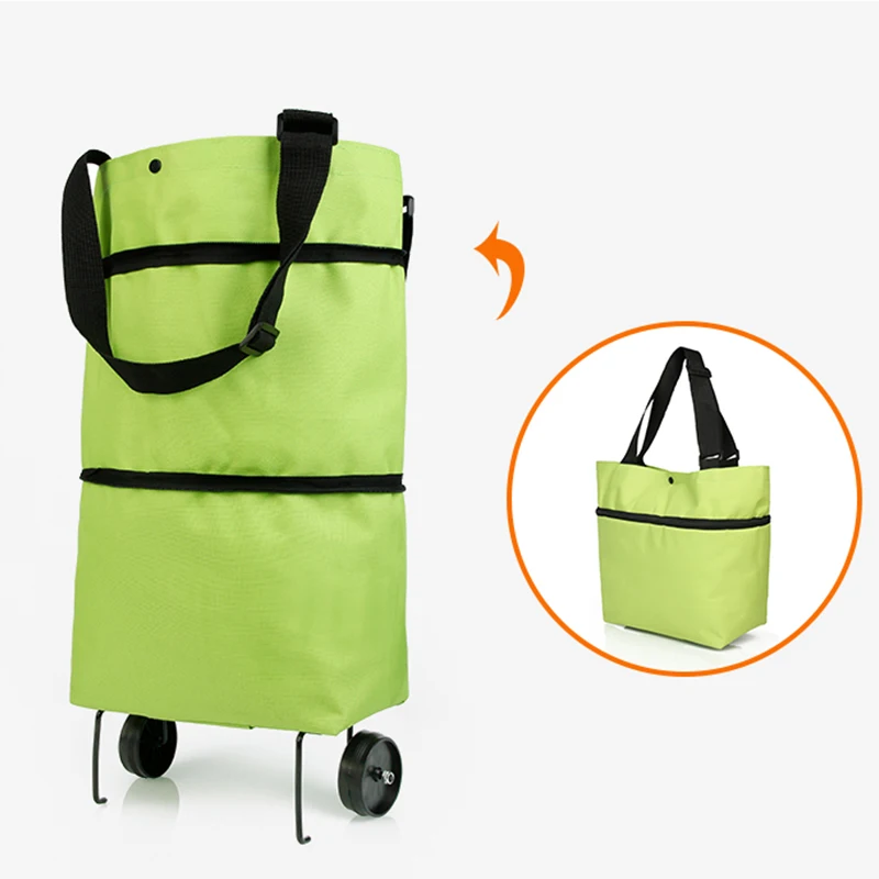 

Portable Shopping Cart Trailer Folding Shopping Grocery Bag Wheels Oxfold Cloth Large Capacity Tote Bag