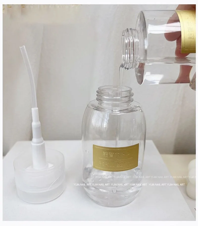 

Extremely Simple Plastic Transparent Press Empty Bottle Nail Polish Cleaning Water Portable Cosmetics Minute Container Travel