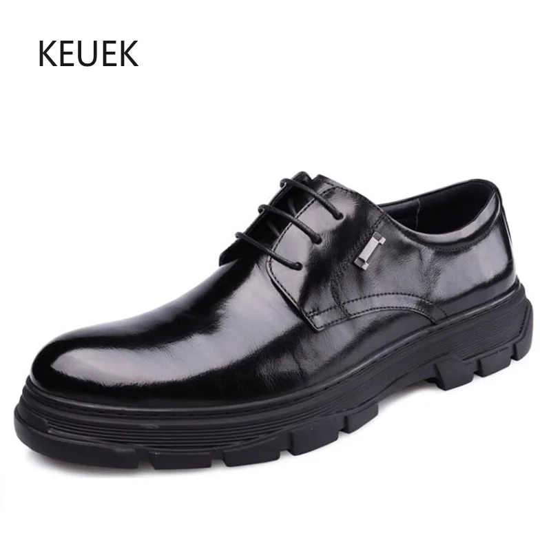 

New Designer Shoes Men Genuine Leather Outdoor Work Derby Dress Business Leather Shoes Male Thick Sole Wedding Moccasins 5A