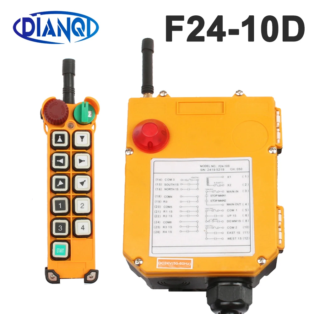 F24-10D DC 12V 24V 110V 220V 380V Промышленный беспроводной радиопульт дистанционного управления переключатель для крана 10 Функция с аварией