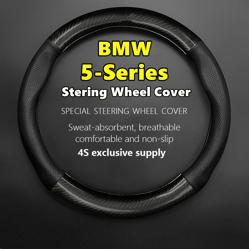 

No Smell Thin For BMW 5 Series Steering Wheel Cover Leather Carbon Fiber Fit 535Li 520Li 525Li 528Li 530Li 540Li 2015 2017 2018