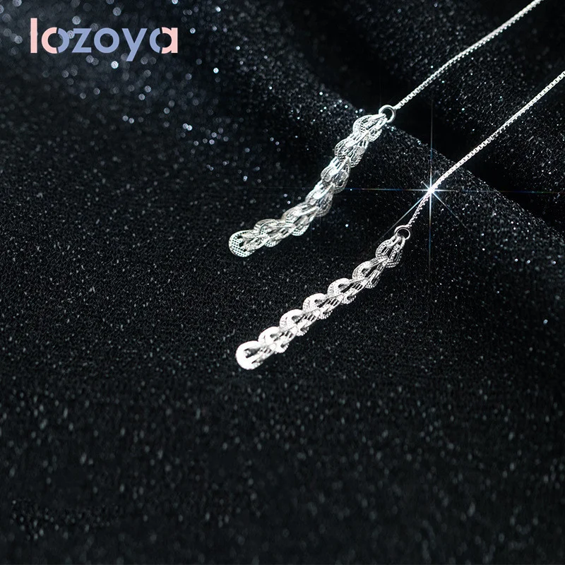 

Женские серебряные серьги Lozoya 925 пробы, модные серебряные серьги-подвески в виде цветка автомобиля, длинные серьги с кисточками и фианитами,...
