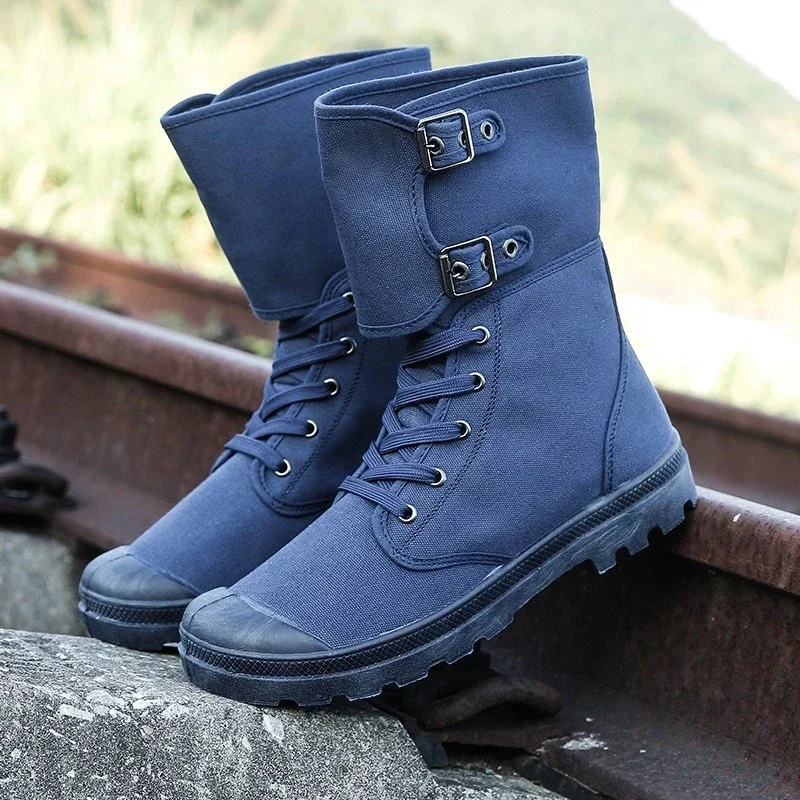 męską modę Wysokie płócienne buty outdoorowe Nowe codzienne dla mężczyzn Sznurowane na platformie Antypoślizgowe tenisówki Zapatos Hombre