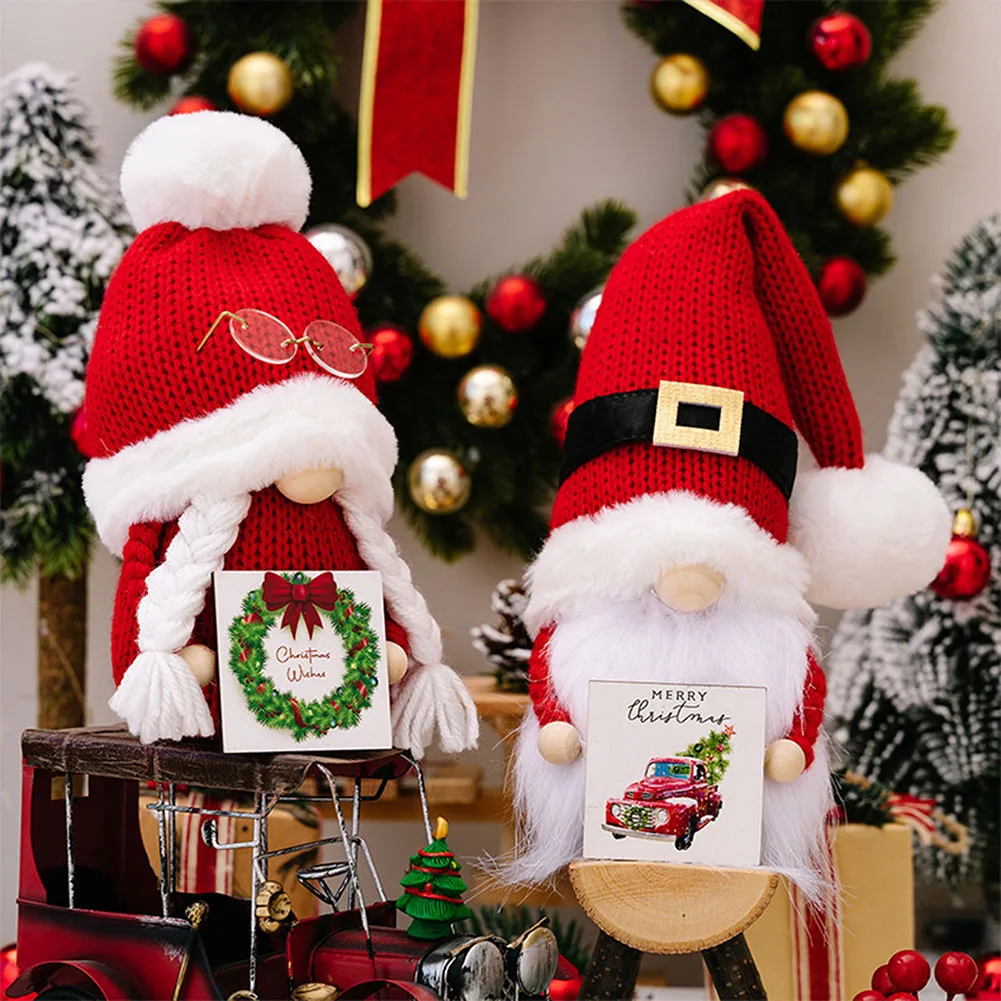 Christmas Doll Knitted Hat Rudolph Doll Christmas Santa Claus Snowman Tree Pendant Doll Hang Decoration Supplies