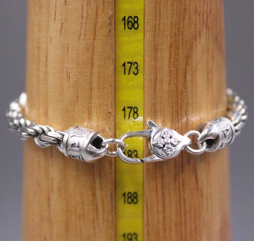 Настоящая твердая кожа серебряная цепочка Мужская мантра 5 мм Плетеный