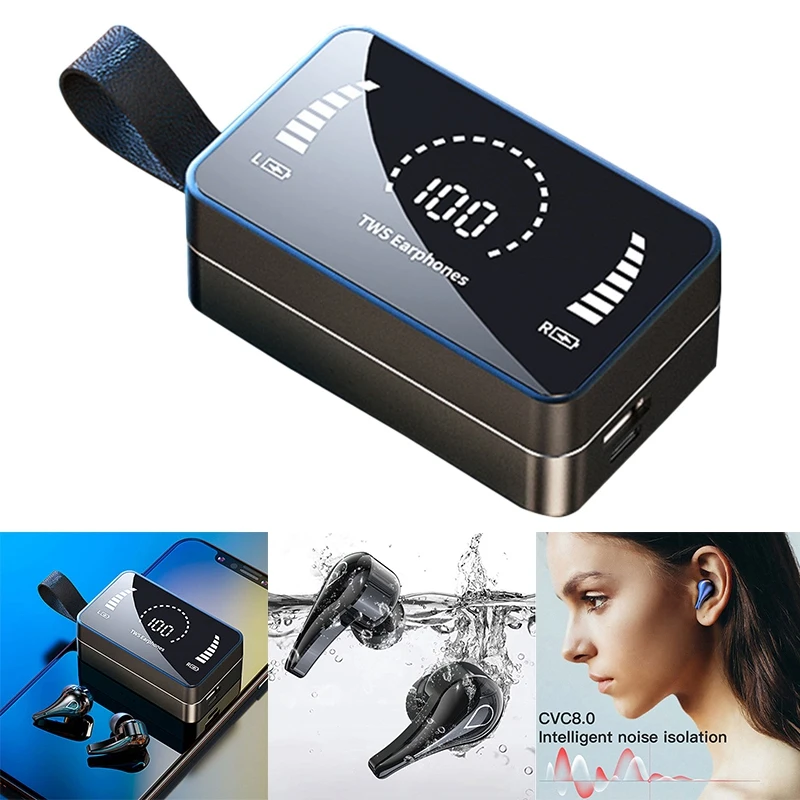 

Wireless Earphones 1800Mah Charging Box Bluetooth 5.0 9D Stereo Sports Waterproof With Microphone Noise Reduction