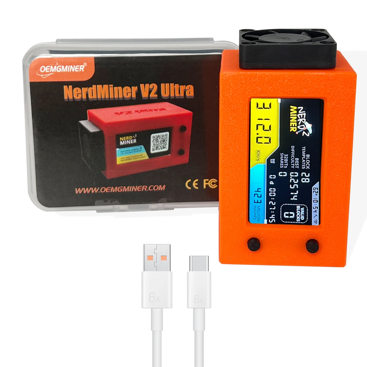 Фото NerdMiner V2 Ultra 300KH/S Edition T Display S3 BTC-майнер с вентиляторным охлаждением для выигрыша 3.125 BTC, лотерейный майнер для соло-майнинга №1