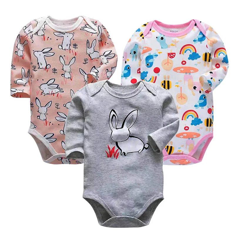 

Newborn Bodysuit 3pcs/lot Baby Babies Bebes Clothes Long Sleeve Cotton Printing Infant Clothing 0-24 Months