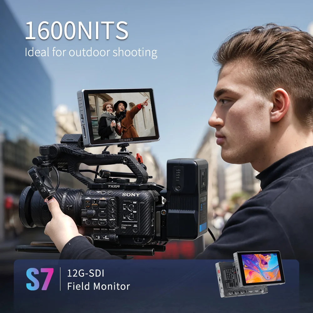 Фото Изготовленный на заказ монитор камеры OEM FEELWORLD S7, 7-дюймовый полевой монитор 1600 нит, сенсорный экран, производитель 12G-SDI HDMI2.0 №2