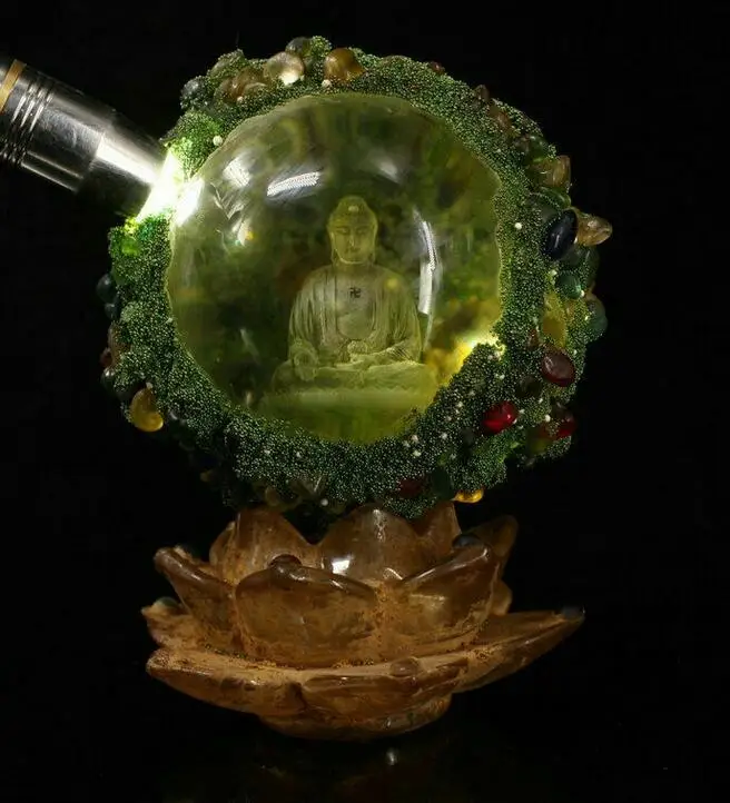 

4.4 " Rare Old Tibet Buddhism Crystal Carved Shakyamuni Sakyamuni Buddha Statue