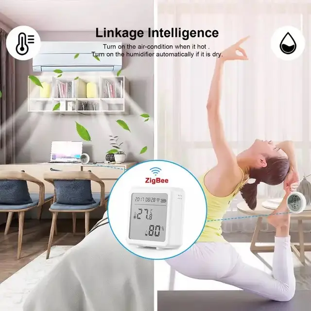 Tuya Zigbee Smart Temperature and Humidity Sensor with LCD Screen Digital Display Wireless Thermometer Work with Alexa Google 5