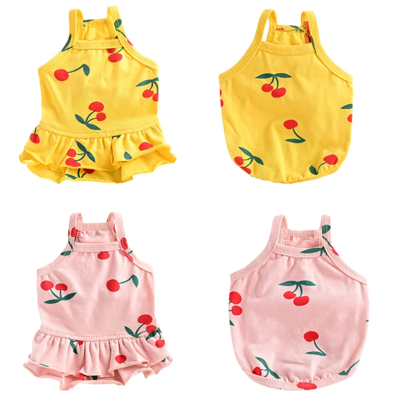 

Summer Cotton Cat Dog Dress Vest Cute Print Pet Dresses for Small Dogs Shih Tzu Chihuahua Puppy Skirt Clothes ropa perro vestido
