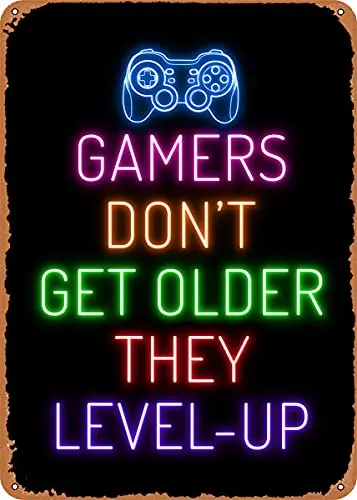 

Gamer Vintage Look Metal Sign Art Prints Retro Gift 8x12 Inch