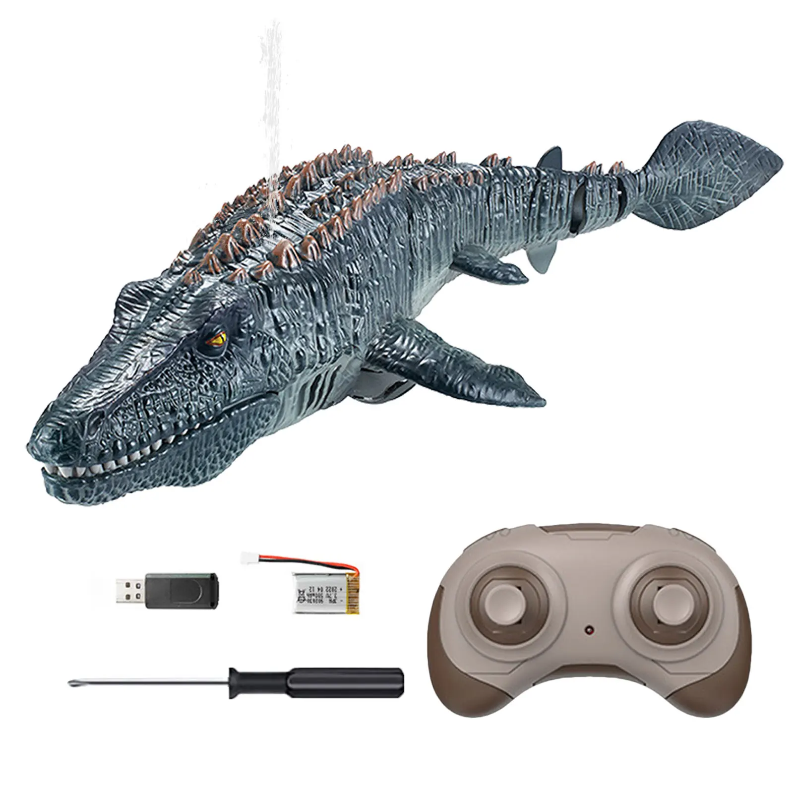 

Имитация электрической лодки Mosasaurus с подсветильник кой и распылением воды, Радиоуправление, игрушка для дайвинга Mosasaurus, подарок для детей, ...