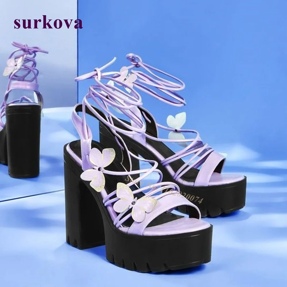 Сандалии с перекрестным ремешком-бабочкой женские босоножки на платформе