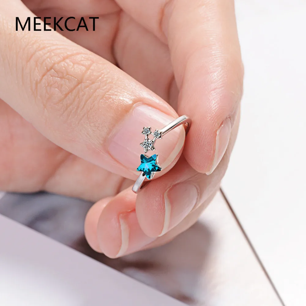 2022 НОВЫЕ классические сапфировые синие звездные цепочки парные кольца для