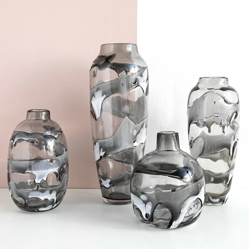 Стеклянная ваза складной узор цветочная композиция аксессуары прозрачный