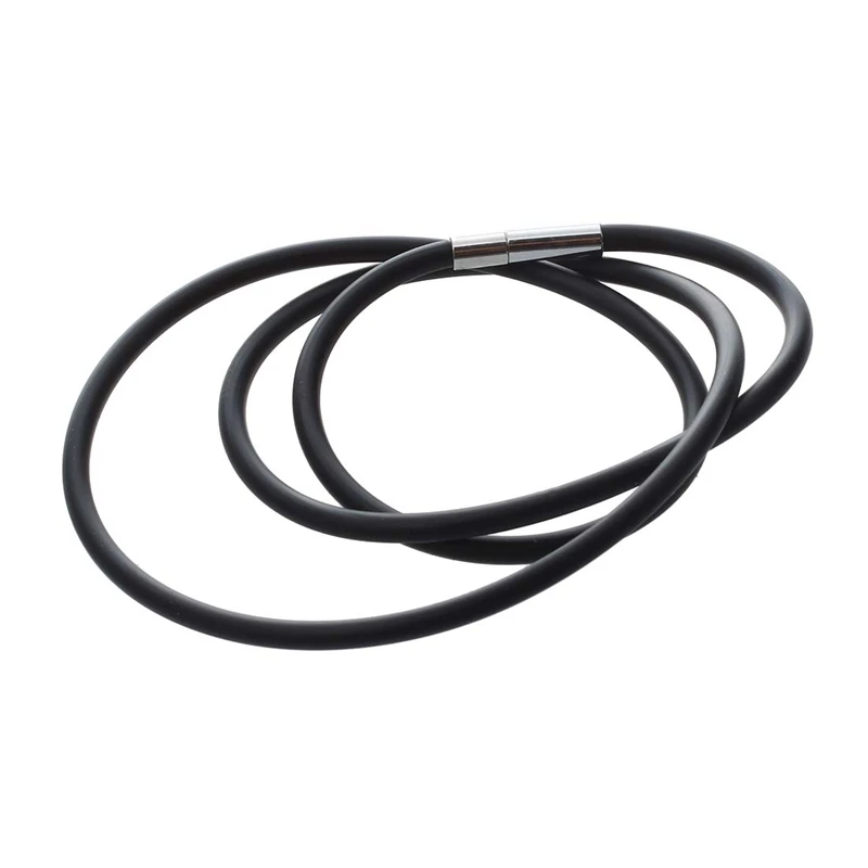 

19.75 Inch 3Mm Fashion Rubber Cord Necklace With Stainless Steel Closure - Black & 18 Inch