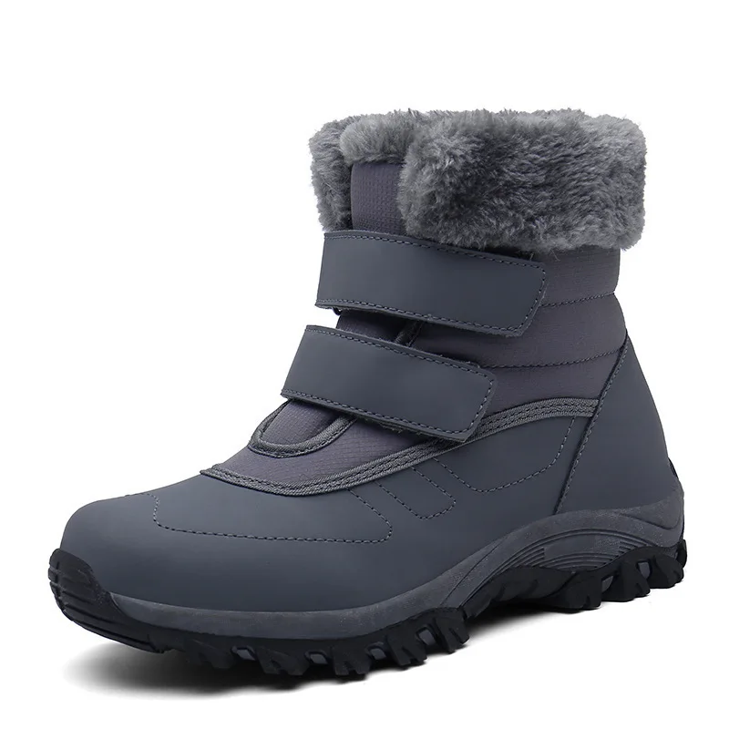 

Winter Woman's Stylish Snow Boots High-top Warm Lined Anti-skid Shoes Outside Casual Slip-on Black Gray Footwear botas de mujer