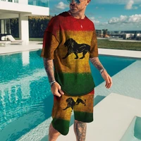 lion 3d printed mens t shirt shorts mens hip hop activewear mens clothing set o neck short sleeve beach style 2 piece set