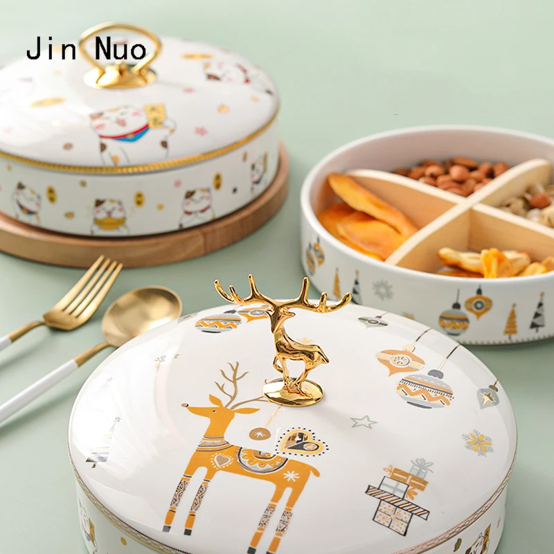 

Керамическая тарелка для хранения сушеных фруктов и конфет с крышкой