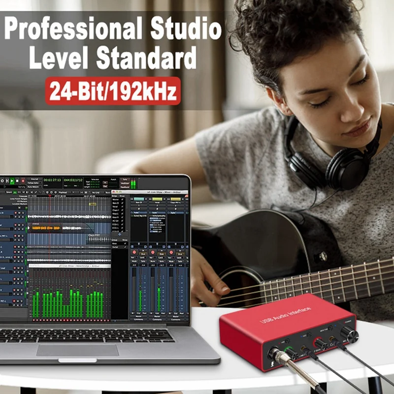 192Khz USB Audio Interface Sound Card XLR Studio For Podcast Recording Equipment Professional