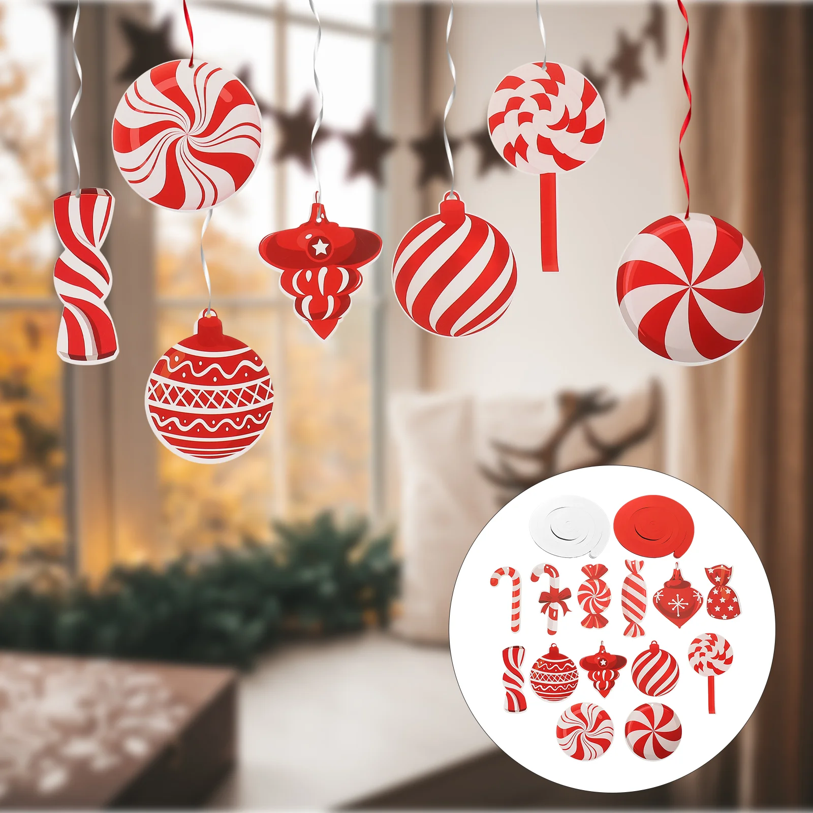 

Christmas Wall Decor Hanging Swirl Decorations Party Yard Swirls Candy Ornaments