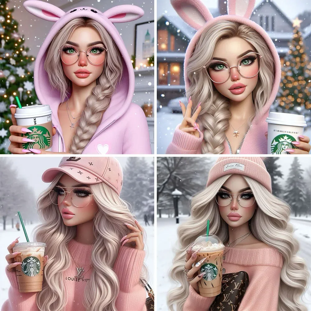 PYABPD шляпа кролика для девочек алмазная живопись акриловый материал пейзажный