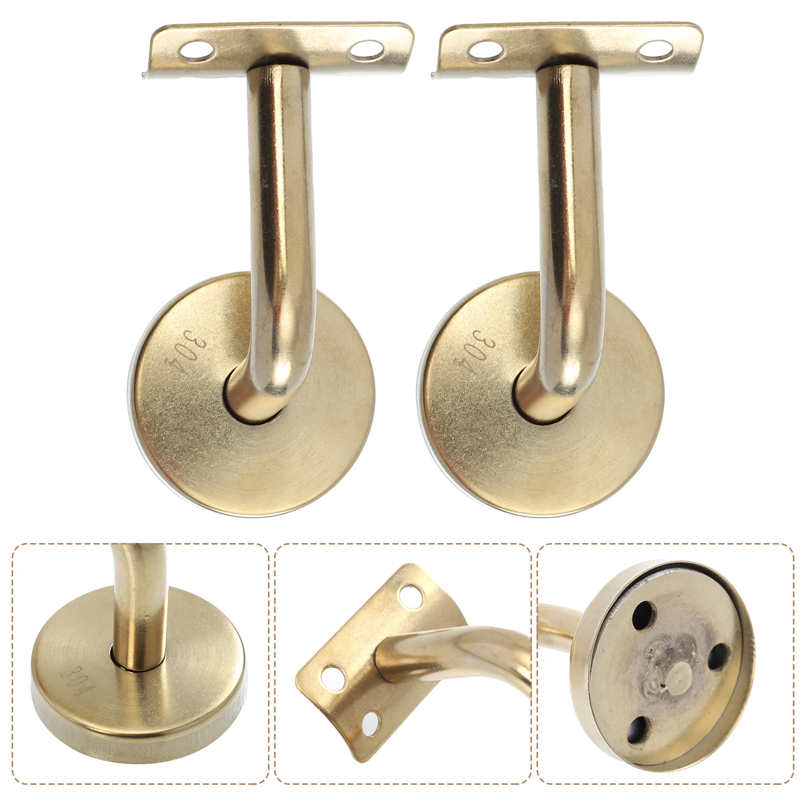 

Stainless Steel Decorative Handrail Bracket, 2PCS Wall Mounted Brackets for Home& Hotel, Curved