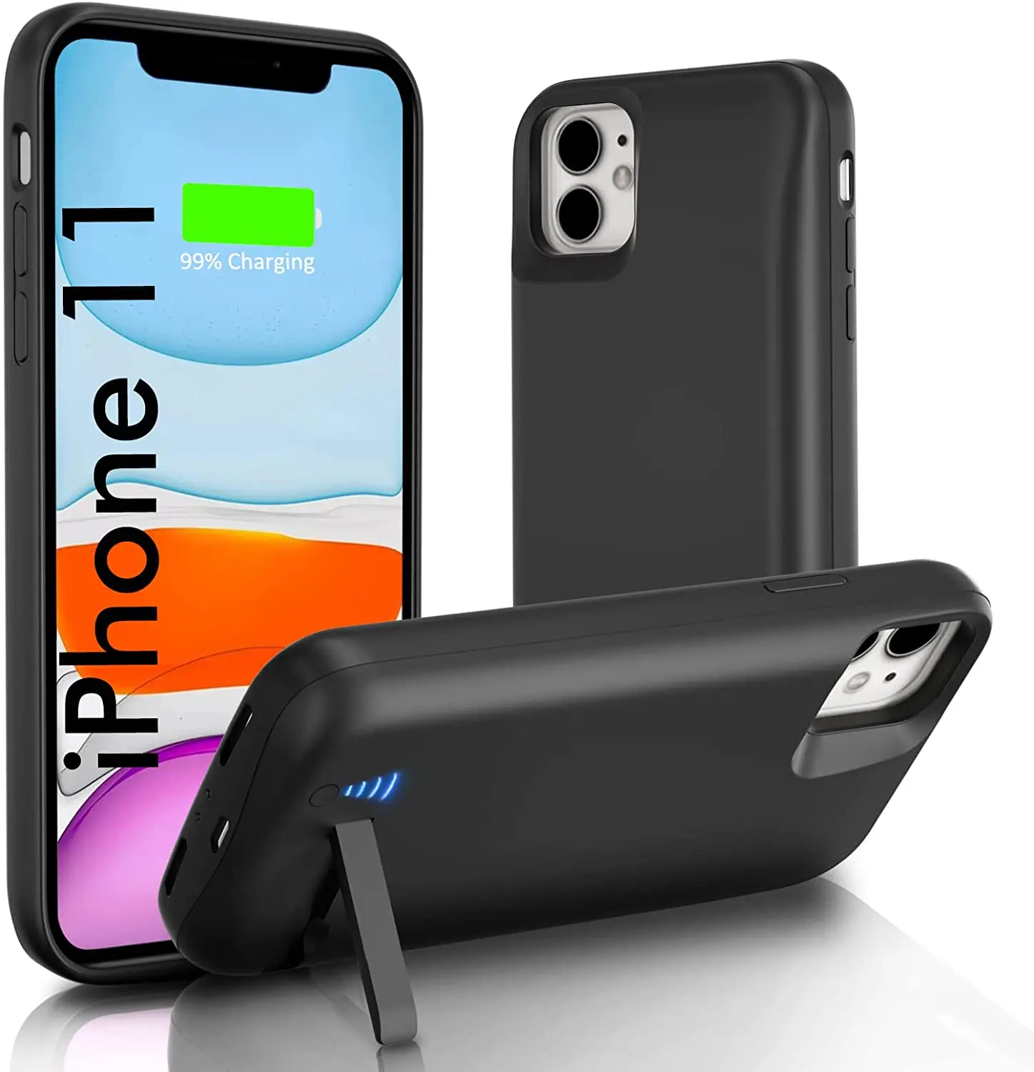 

[Улучшенный] чехол для аккумулятора iPhone 11, портативный зарядный чехол 6800 мАч с подставкой, Поддержка проводных наушников