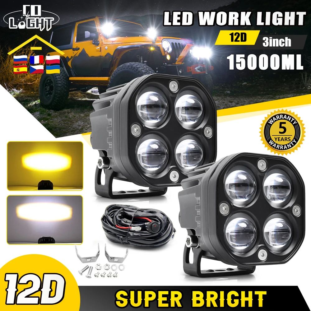 

CO LIGHT 3inch LED Bar LED Work Light Bar 3000K 6000K 4x4 Offroad SUV ATV 12V 24V 15000LM Super Bright Spotlight Auto Fog Light