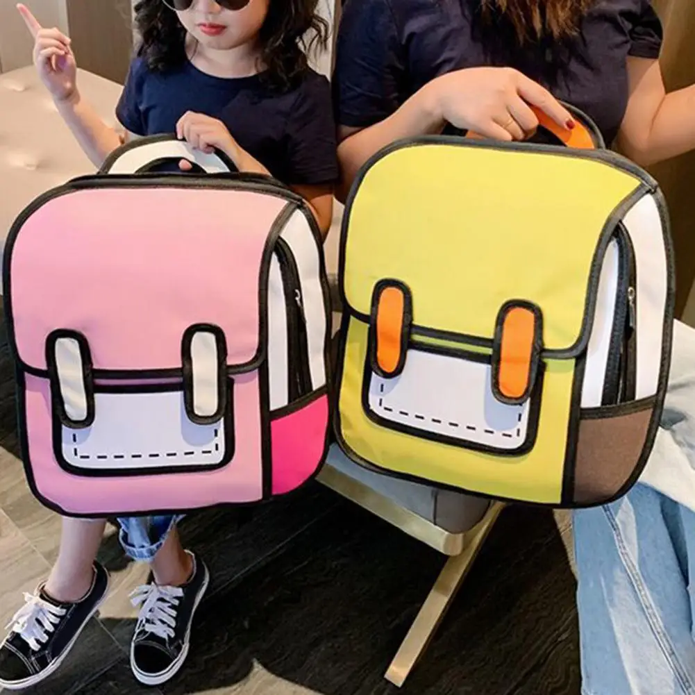 

2D Anime Drawing Student Backpack Cute Waterproof Adjustable Strap Student Bag Boys Girls Kid 2D Drawing Daypack Travel Rucksack