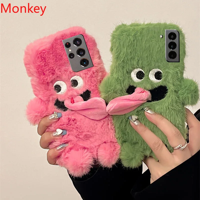 Чехол с забавным языком для Samsung Note 20 S24 S23 S22 S21 S20 A12 A22 A32 A52S A72 Теплый плюшевый