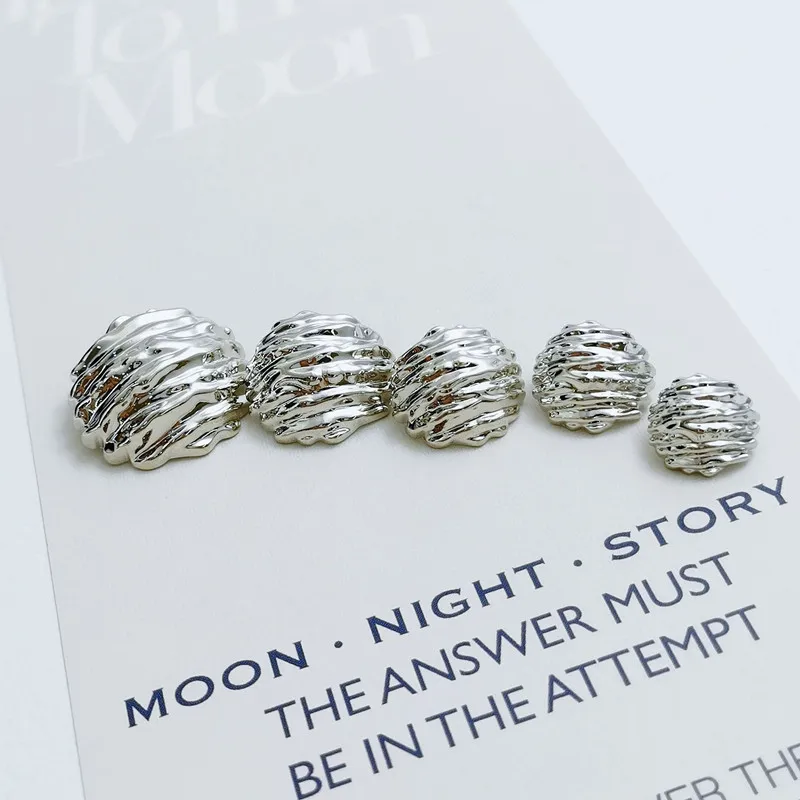 Круглые металлические пуговицы для женщин золотистые серебристые одежды курток