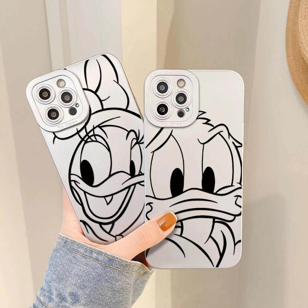 

Disney Donald Duck Phone Case for IPhone 13 12 Mini 11 Pro Xs Max XR 6 7 8 SE 2 Electro Silver Plated Soft Shell Casing