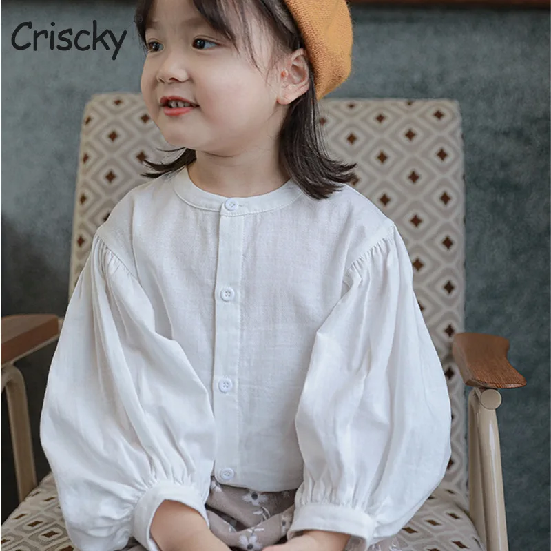 

Criscky New Spring Autumn Girls Casual Shirts Baby Girls O Neck Shirts Children's Girls Cotton Blouses Tops 0-3Y