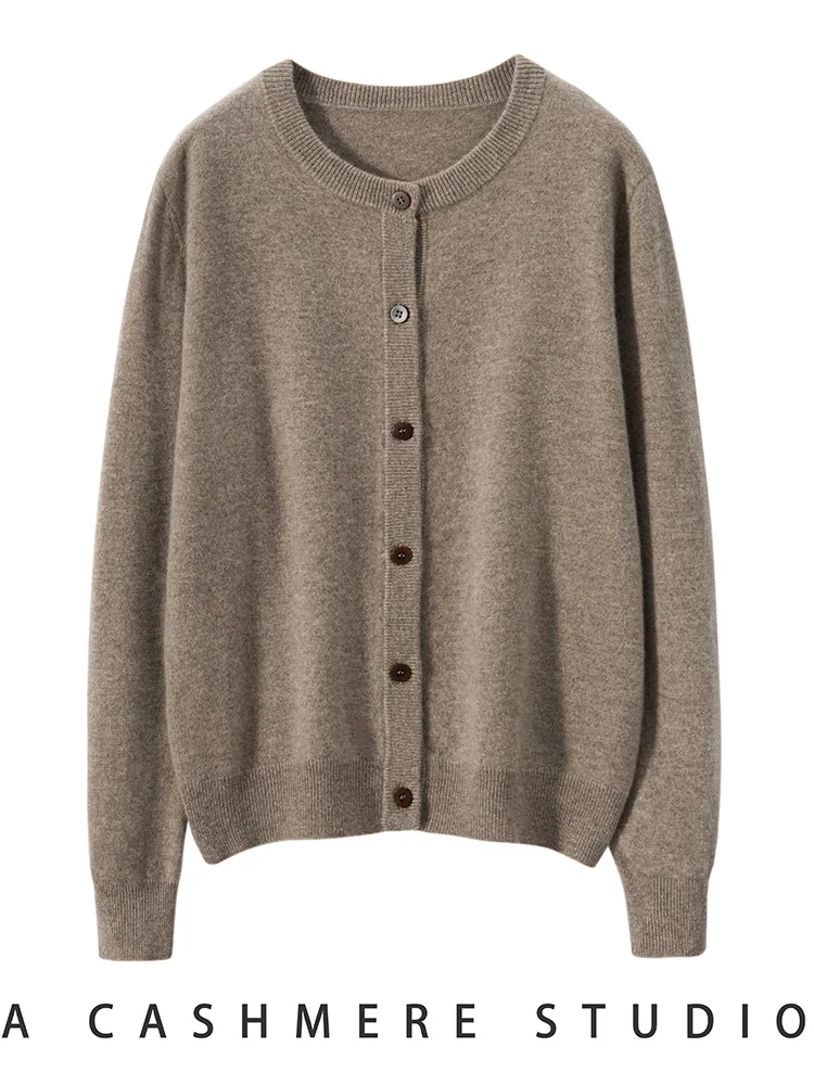 Женский кашемировый кардиган Devin тонкий свитер с круглым вырезом и длинным
