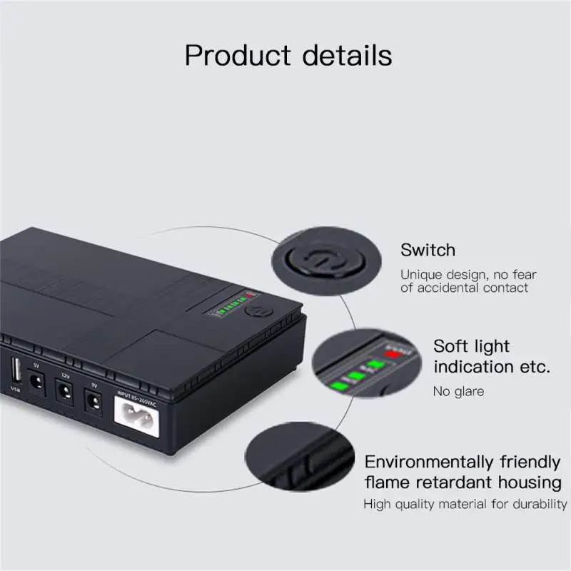 

5V/9V/12V Durable Uninterruptible Power Supply Mini UPS Battery Backup For WiFi, Router, Modem, Security Camer EU UK US