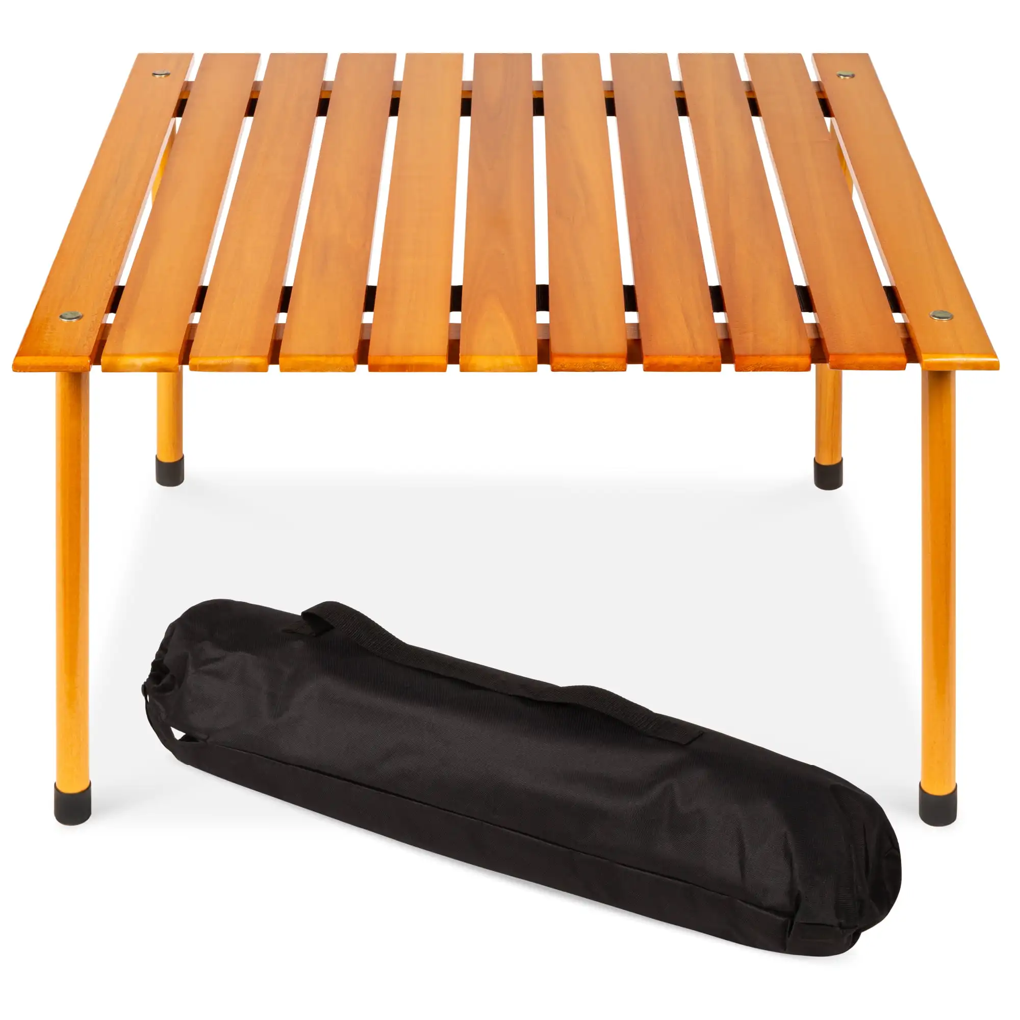 

Best Choice Products 28x28in Foldable Indoor Outdoor Portable Wooden Table for Picnics, Camping, Beach w/ Carrying Case
