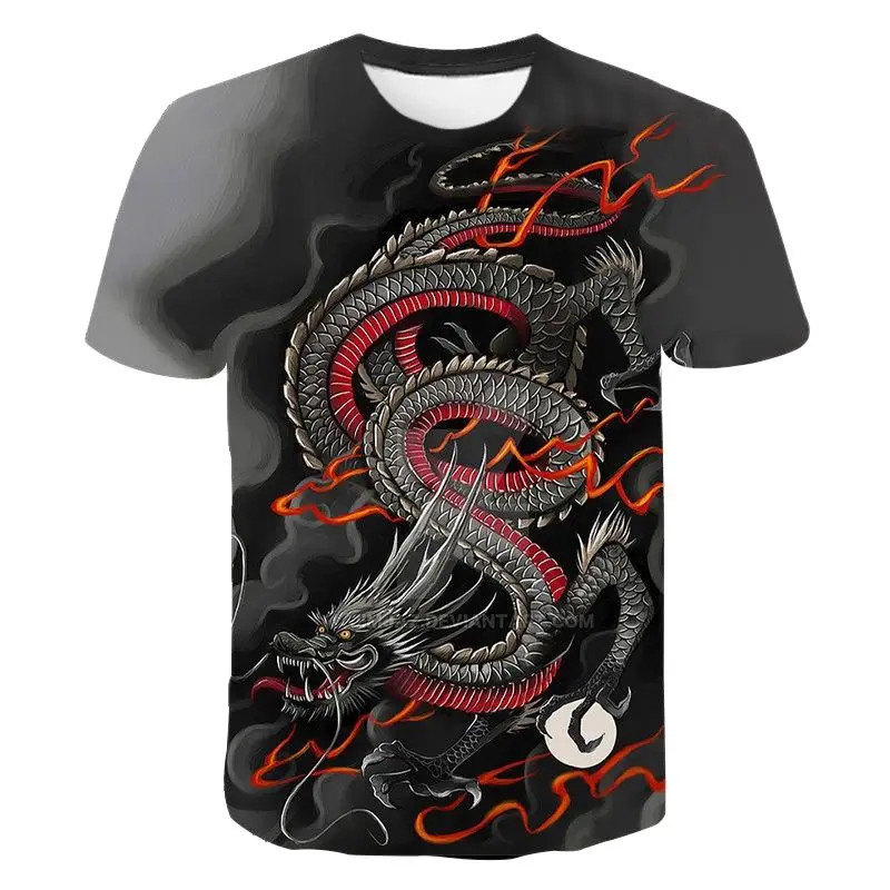 

New Long Dragon T Shirt Men Women Cartoon Anime Tee 3D Printing Children Sweatshirts Tee Summer Streetwear Short Sleeve Tops