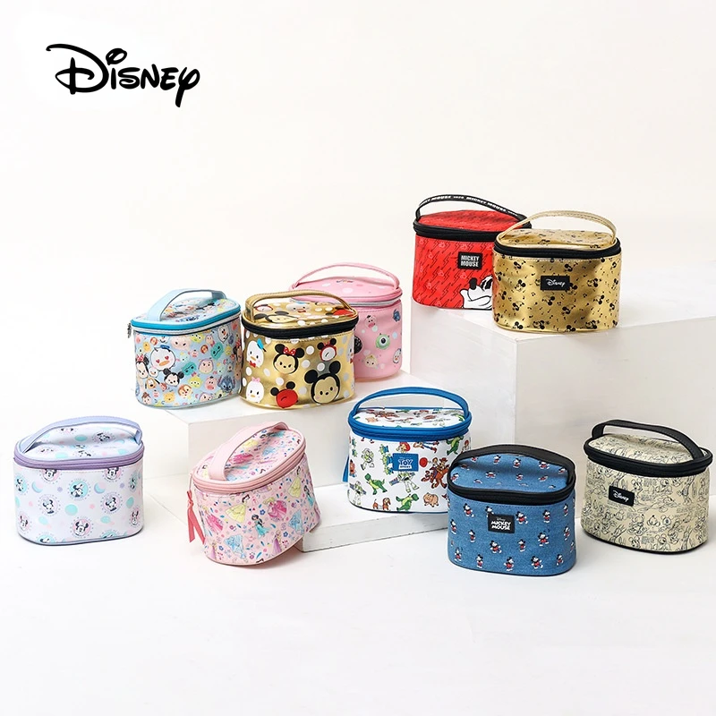 

2022 женская косметичка Disney, модная сумка, вместительные косметички, сумка для мытья, мультяшный принт Микки Мауса, сумка-ведро
