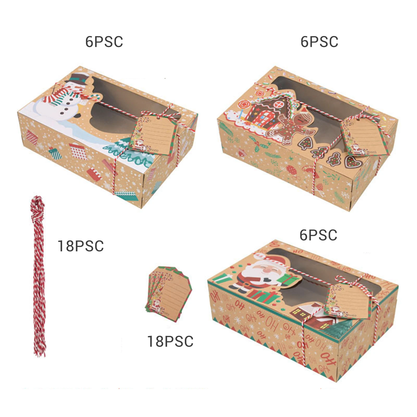 Коробки для кексов с прозрачным окном удобные в использовании лентами и бирками