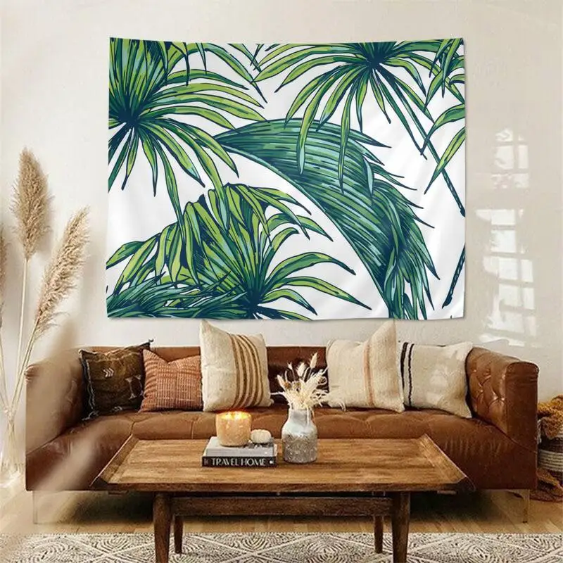 Тропический гобелен с изображение листьев Художественная печать дешевый хиппи