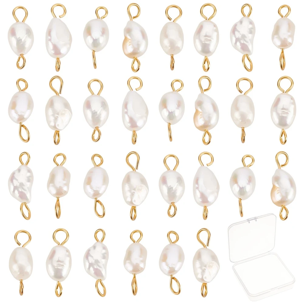 

30Pcs Irregular Natural Freshwater Pearls Connector Double Buckles for DIY Bracelet Necklace Jewelry Making Accessories