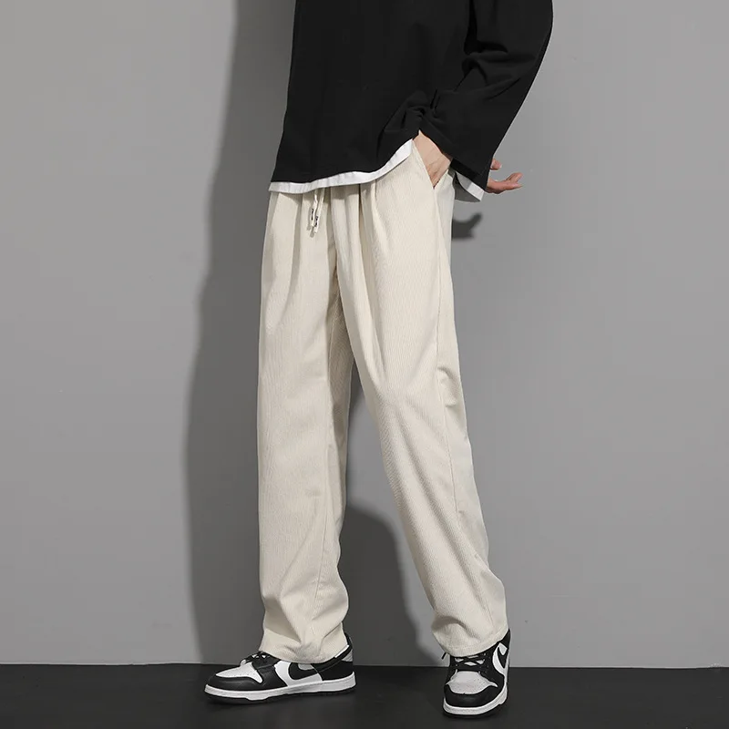 

Corduroy Pants Men's Clothing Autumn Winter New Casual Straight Loose Drape Drawstring Trousers Male Fashion Streetwear
